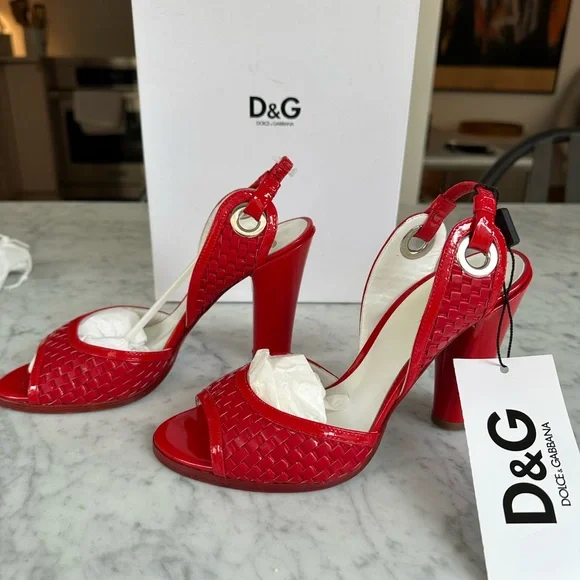D&G Red Open-Toe Heels - Picture 2 of 6